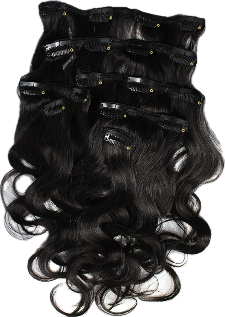 1B Natural Black Raw Virgin Clip-Ins