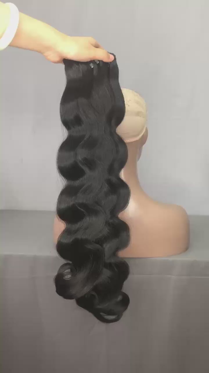 1B Natural Black Raw Virgin Weft Extensions